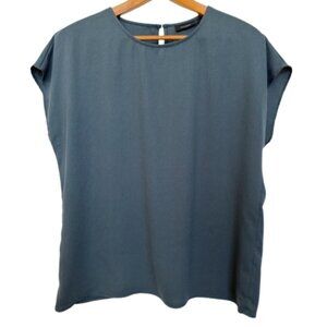 Halogen Blue Gray Short Sleeve Blouse Women’s Medium Drapey Top